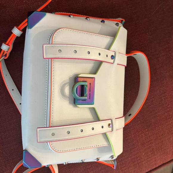 Michael Kors Handbags - Michael Kors White Crossbody Bag with Neon Accents